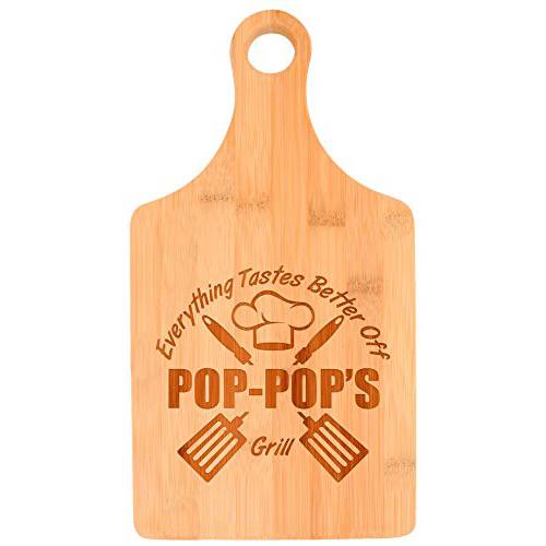 Father’s 데이 Gifts for 할아버지 Everything Tastes Better 오프 Pop-Pop’s 그릴판 Gifts for 그릴 Gifts 남성용 생일 Pop-Pop 할아버지 Gifts 패들 모양 Bamboo 도마