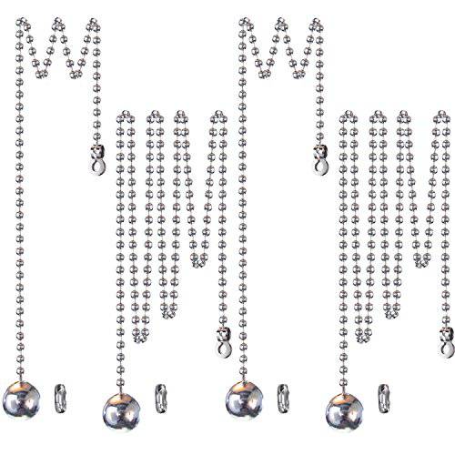 1 Meter Length 천장 팬 라이트 풀 케이블 볼 풀 Chain 연장 with Connector, 4 Sets (Silver)
