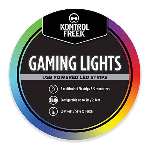 KontrolFreek 게이밍 Lights: LED 스트립 Lights, USB Powered with Controller, 3M 접착식,스티커 for TV, Console, PC, 벽면 (9 ft)
