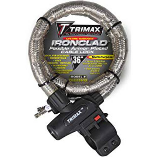 Trimax Ironclad 아머 Plated 스테인레스 스틸 Locking 케이블 3’ L X 22Mm TG2236SX, 카드 포장, 패키징