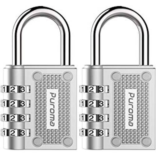 Puroma 2 팩 비밀번호 Locks 아웃도어 방수 맹꽁이자물쇠,통자물쇠,자물쇠 for 학교&  헬스장 사물함 아웃도어 울타리 걸쇠 보관함, 캐비넷 Toolbox 사물함 (Sliver)