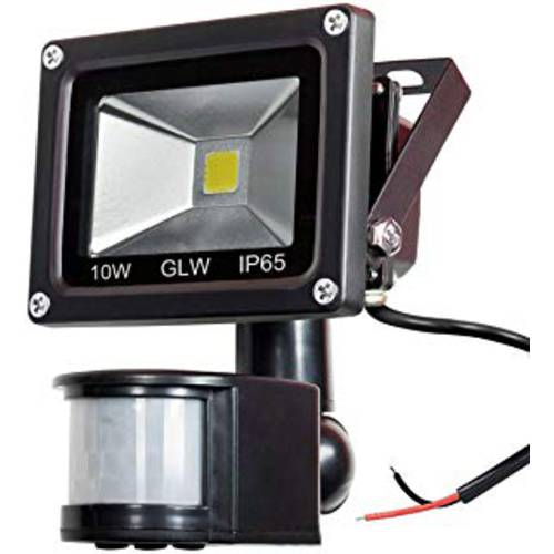 GLW 12V AC or DC LED 모션센서, 움직임 감지 홍수 Light, 10W 미니 IP65 방수 아웃도어 Light, 900LM, 6000K, Daylight 화이트 세큐리티 라이트 with PIR, 80W 할로겐 전구 Equivalent[NO Plug]