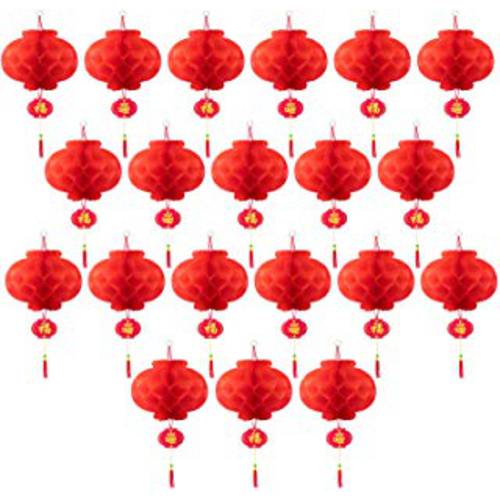 Favide 20 Pieces 10 Inch Chinese 레드 용지 랜턴 축제,페스티벌,파티 데코,장식 for New Year, 스프링 Festival, 웨딩 and 레스토랑