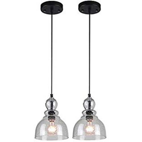 Westinghouse 6100800 산업용 One-Light 조절가능 미니 Pendant with Handblown 클리어 Seeded Glass, Brushed Nickel Finish-2 Pack, 2-Pack, 오일 Rubbed Bronze