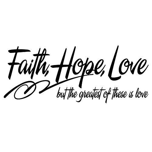 ZSSZ Faith Hope Love but The 가장위대한 of These is Love - 1 Corinthians 13:13 비닐 벽면 데칼 Christian 문구,인용구 방 장식 성경 Scripture 구절 벽면 아트