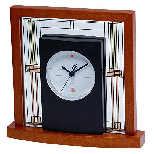 Bulova B7756 Willits Frank Lloyd Wright 테이블 시계, 라이트 체리 마감