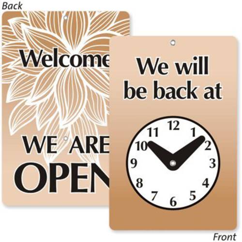 SmartSign “Will Be 백/ Welcome We are Open” Two Sided Be 백 시계 표시 | 7.75 x 4.75 Plastic