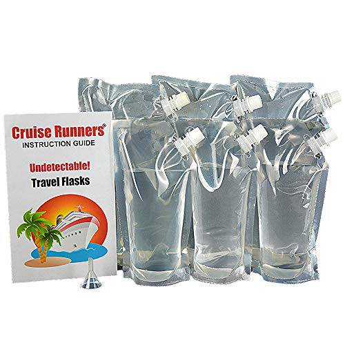 Cruise Runners - 클리어 플라스틱 플라스크 키트 Enjoy Rum 마라톤,달리기 몰래마시기 알코올 Smuggle 리커 Booze 3 32oz.- 3 16oz.