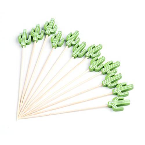 PuTwo 칵테일안주,디저트 추천 핸드메이드 Bamboo Toothpicks 100pcs 4.7” in 그린 Cacti