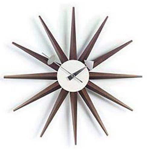 Telechron 클래식 나무 Sunburst Clock, 월넛