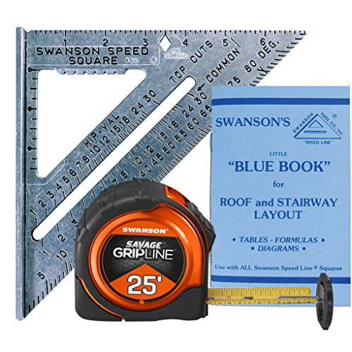 Swanson SW0125G 7 스피드 스퀘어 Layout 수단, 툴& 25’ Savage Gripline 테이프 치수,측정 Kit