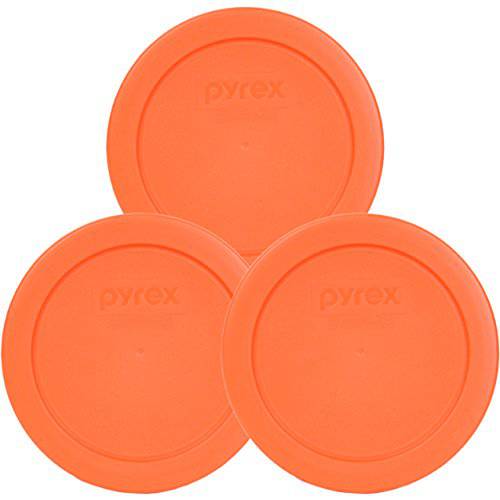 Pyrex 오렌지 2 Cup 4.5 라운드 스토리지 커버 7200-PC for Glass 그릇 - 3 Pack
