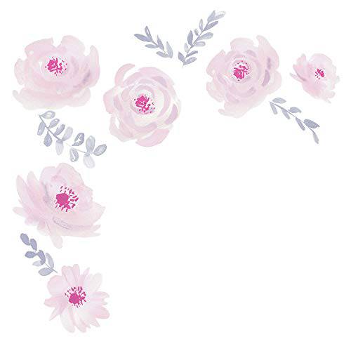 Bedtime Originals Blossom Pink/ 그레이 수채화 플로럴 벽면 데칼,도안