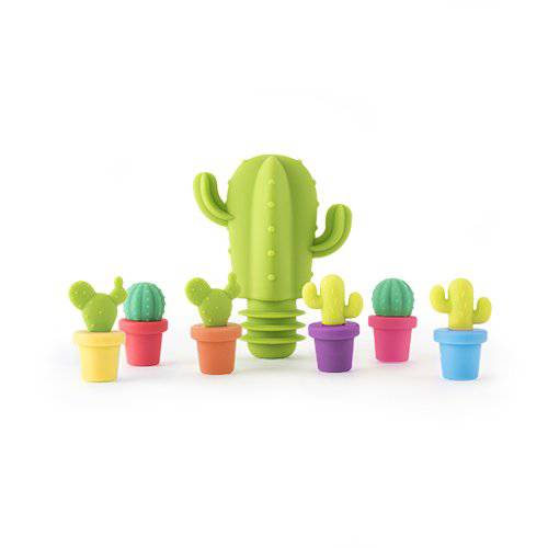 TrueZoo Cactus 와인 Glass 차단 and 장식 Set, 원 Size