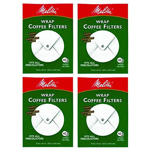 Melitta 화이트 랩 Around 커피 필터 for 퍼컬레이터,퍼콜레이터,퍼코레이터,커피메이커, (Pack of 4)