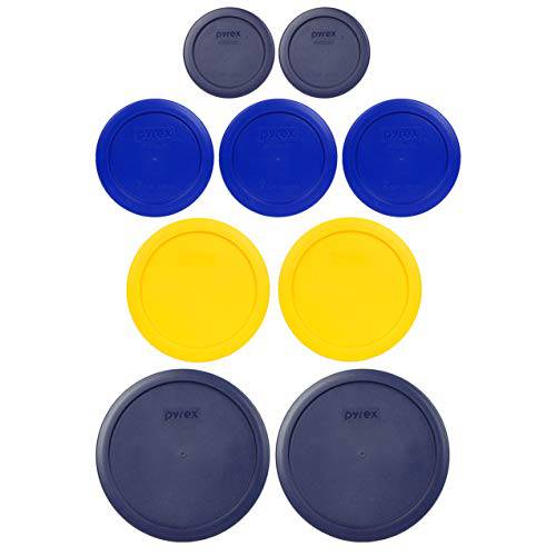 Pyrex (2) 7402-PC 6/ 7 Cup 블루 (2) 7201-PC 4 Cup Meyer Yellow (3) 7200-PC 2 Cup Cadet 블루 (2) 7202-PC 1 Cup 블루 교체용 요리,음식 스토리지 Lids