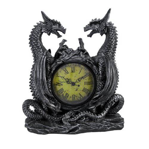 Private Label  트윈 Evil Dragons Antiqued Mantel 시계 테이블 데스크