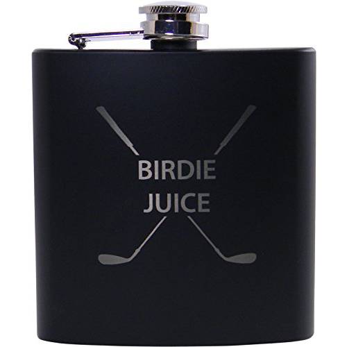 Birdie Juice 6oz flask - 큰 기프트 for A Golfer, Father’s Day, Birthday, or Christmas 기프트 (Black)