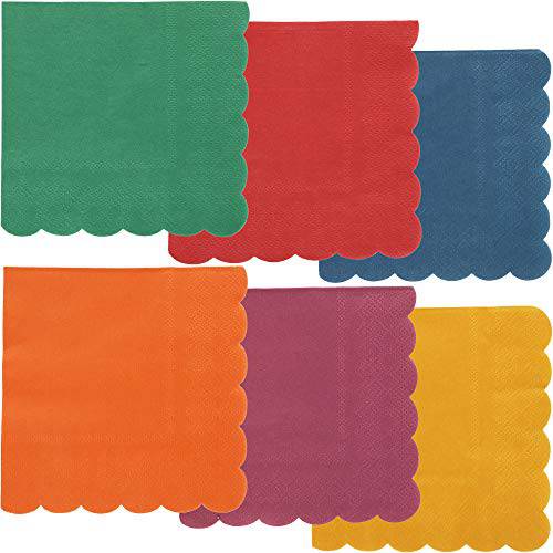 Scalloped Edged 칵테일안주,디저트 Napkins (5 x 5 In, 6 Colors, 240-Pack)