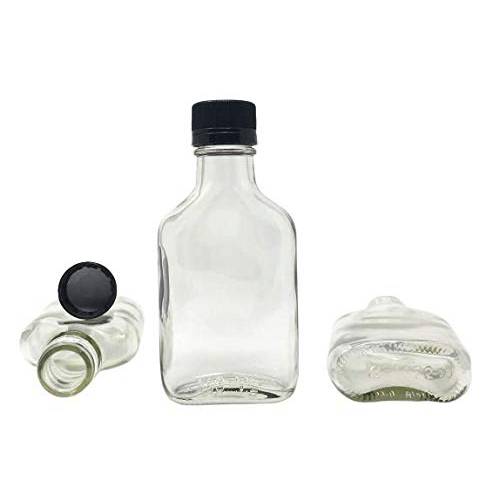 100 ml (3.3 oz) Glass Flask 리커 Bottle with 블랙 캡 (12 Pack)