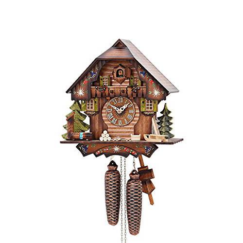 German Cuckoo 시계 8-day-movement Chalet-Style 13 인치 - Authentic 블랙 forest cuckoo 시계 by Hekas