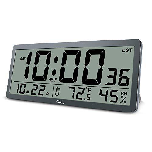 벽면arGe 라지 디지털 벽면 Clock, 14 Inches Oversized 데스크 시계 with Temperature, 습도 and Date, 오토 Daylight 절약 Time, 배터리 Operated 시계 for Office, 교실 and 생활 Room, etc.