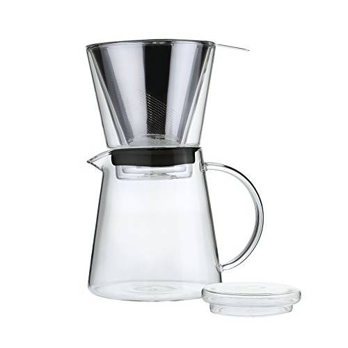 Zassenhaus M045000 Glass/ 스테인레스 Steel Pour-Over 커피 Brewer, 4.75 Diameter x 8.5, Silver
