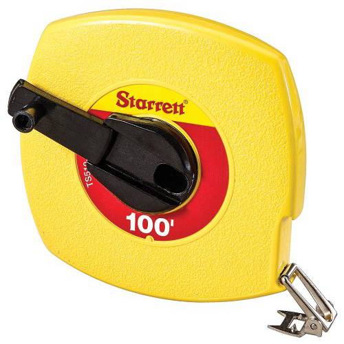 Starrett KTS510-100-N ABS 플라스틱 Yellow 케이스 Closed 릴 스틸 롱 테이프, 영어 졸업 스타일, 100’ Length, 0.375 폭, 0.125 졸업 Interval