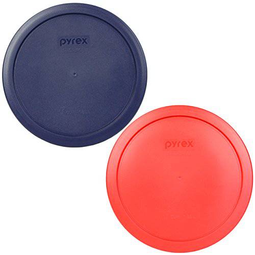Pyrex 7402-PC 6-7 Cup (1) 블루 1113811& (1) 레드 1113808 리드 (2-Pack)