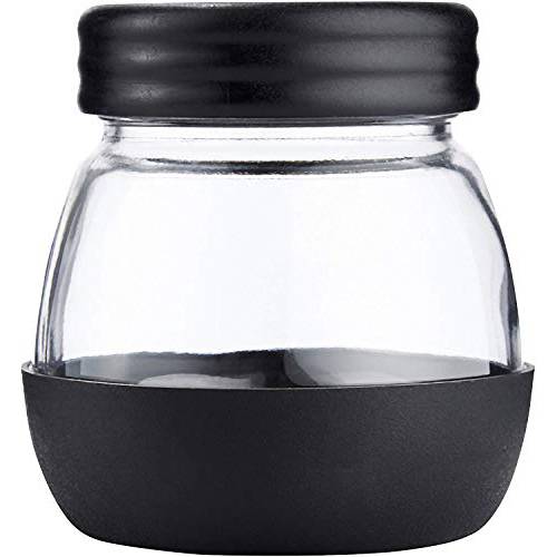 XIBLISS Glass 커피 그라인더 교체용 메이슨자, 자, 꿀단지, 꿀병 Includes 리드 and 실리콘 Base, 커피 보관함 capacity:12 oz（350 ml）, 블랙