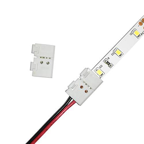 3528 2835 2 핀 8mm LED 스트립 커넥터 - DIY 스트립 to 와이어 퀵 무납땜 연결 for 12v 24v Single 컬러 Led 스트립 조명,라이트,무드등,수면등,취침등 (Pack of 10)