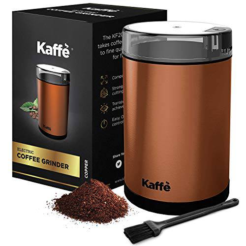 KF2030 전기,자동,전동 커피 그라인더 by Kaffe - 구리 2.5oz 용량 with 간편 On/ 꺼짐 Button. 클리닝 메이크업브러쉬 Included