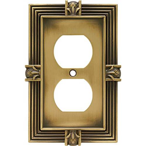 Franklin Brass 64472 파인애플 Single Duplex Outlet 벽면 Plate/ Switch Plate/ Cover, Tumbled 앤틱 Brass