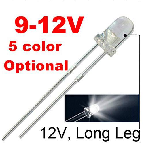 50pcs 12V 3mm 화이트 LED 9V Gauge 클러스터 Instrument 라이트 Emitt인g diodes(White 블루 그린 Yellow red, 선택 인 Listing)