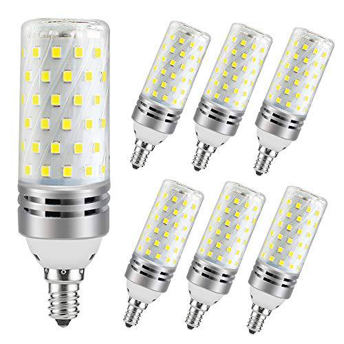E12 LED Corn Bulbs, 퓨어 화이트 6000K, 16W Candelabra 라이트 Bulbs, CRI80+, 1500LM 120W Equivalent, E12 Base LED Chandelier Bulbs, Non-Dimmable LED Lamp, 6Pack