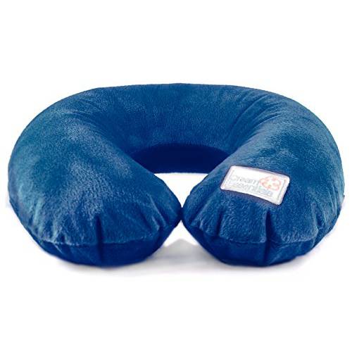 Inflatable 여행용 넥 Pillow, U-Shape with 세척가능 소프트 커버 (Blue)