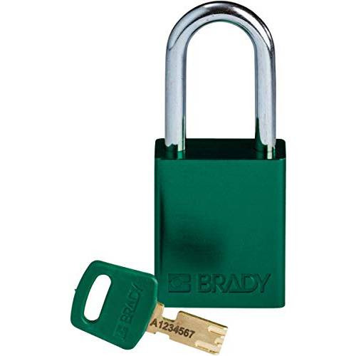 Brady SafeKey Lockout 맹꽁이자물쇠, 통자물쇠, 자물쇠 - 알루미늄 - 그린 - 1.5 스틸 걸쇠 버티컬 클리어런스 - 키, 열쇠 여러