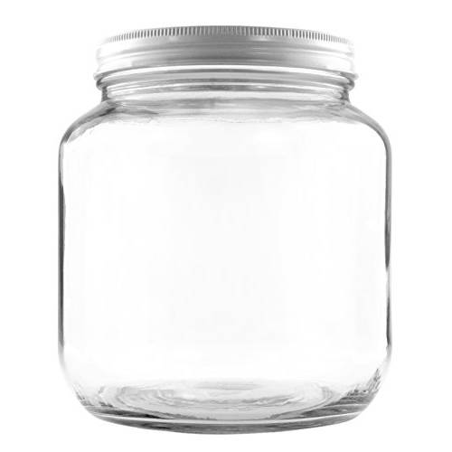 Clear 1/2,하프 Gallon Wide-mouth Glass 단지용기,단지형용기,단지형,용기 (2-Pack), 64-Ounce/ 2-Quart 용량 with 화이트 메탈 Lids, BPA-Free