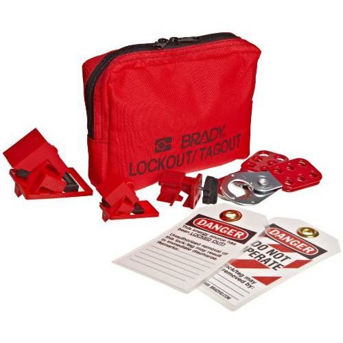 Brady 105967 파쇄기 Lockout Sampler Pouch Kit, Includes 2 세이프티,안전 Padlocks, 레드