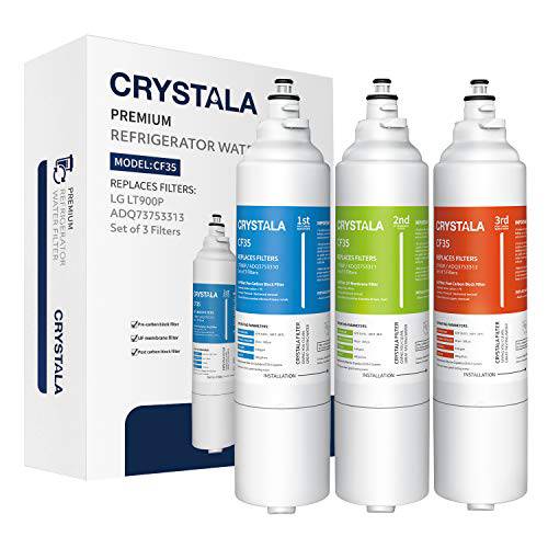 Crystala Filters LT900P 냉장고 용수필터, 물 필터, 정수 필터, 호환가능한 with LG LT900P, LPXS30886D, GP-5D906BSL
