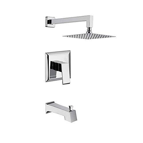 HOMELODY 샤워 Faucet Chrome(Valve Included) 욕조 and 샤워 트림 Kit 스테인레스 Steel 샤워 세트 with 8 Touch-Clean 샤워 샤워 Head, 샤워 욕조 Kit