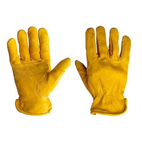 G& F Products 6203L-3 고급 정품 그레인 Cowhide Leathers with 한층더강화된 패치 Palm, Work Gloves, 드라이버 Glove 3-Pair, Large, Yellow