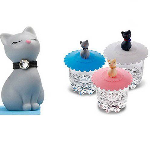 Tangser 실리콘 고양이 Cup Lid, Anti-dust 티,차 Cup Covers, 커피 머그잔 Cover(Cat, 3 pcs)