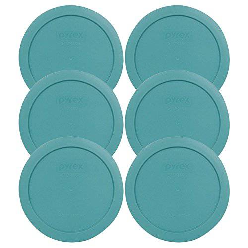 Pyrex 7201-PC 4 Cup 라운드 Turquoise Plastic 요리,음식 스토리지 Lid- 6 Pack (container not included)