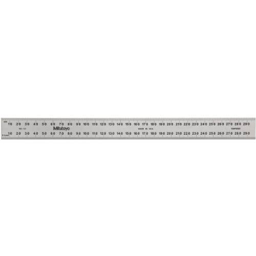 Mitutoyo 182-131, 스틸 Rule, 300mm (1mm, 0.5mm, 1mm, 0.5mm), 3/ 64 Thick X 25mm Wide, 세틴 Chrome 피니쉬 강화 스테인레스 스틸