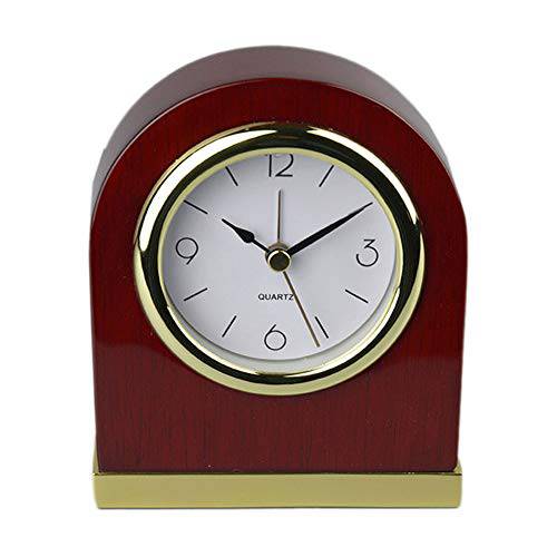 우드 테이블 시계 클래식 데스크 알람 테이블 개인설정가능한 우드 데스크 Archway 시계 with 골드 바닥. 클래식 Retro Style 쿼츠 시계, 데스크 찬장,조리대 Bedside 알람 Clock(Red)