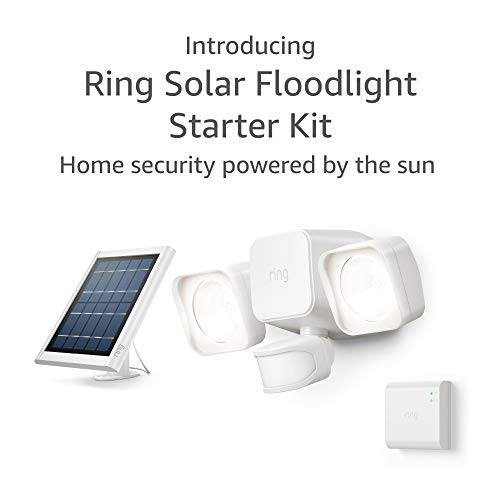 Introducing 링 태양광 Floodlight, 아웃도어 Motion-Sensor 세큐리티 Light, 화이트 (Starter Kit)