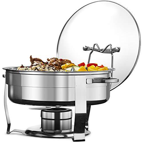 Chafing Dish, by Kook, Warmer, 스테인레스 스틸 with Glass Lid, Includes Rack, 4.5qt (1)
