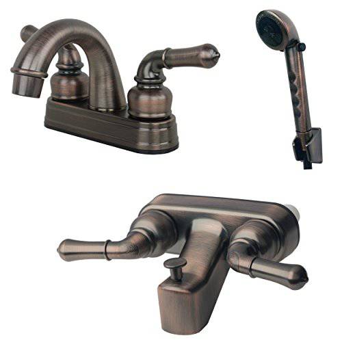 Laguna Brass 2001BZ/ 3210BZ/ 4120BZ RV 화장실 and Tub Faucet with Matching 핸드 샤워 Combo, Brushed Bronze 피니쉬