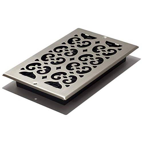 Decor Grates SP610W-NKL Scroll 스틸 Plated 벽면/ Ceiling Register, 6 x 10-Inch, 6 x 10 Inch, Brushed Nickel